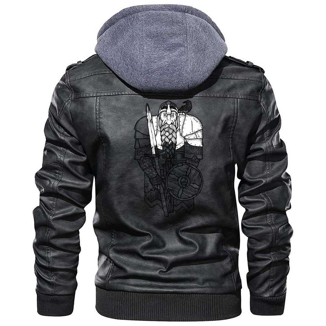 Viking Clothing Viking Bearded Warrior Gnome Zipper Leather Jacket RLT12 - Wonder Print Shop