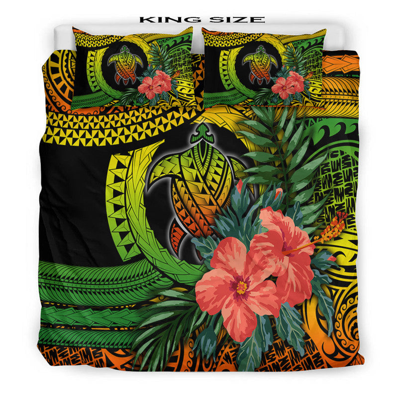 Polynesian Turtle Bedding Set Circle Turtle Hibiscus Reggae LT9 - Wonder Print Shop