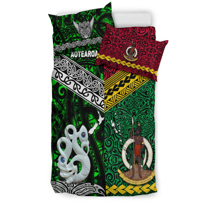 New Zealand and Vanuatu Bedding Set Together Green LT8 - Wonder Print Shop