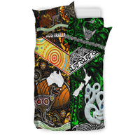 New Zealand Maori Aotearoa and Australia Aboriginal Bedding Set Together Green LT8 - Wonder Print Shop