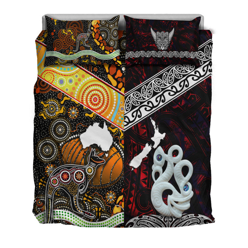 New Zealand Maori Aotearoa and Australia Aboriginal Bedding Set Together Red LT8 - Wonder Print Shop