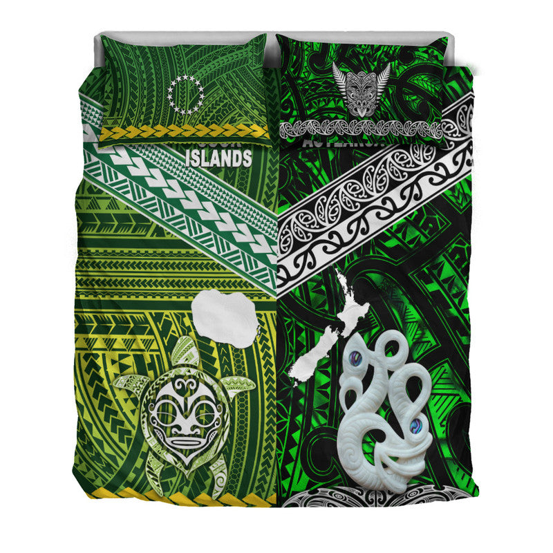 New Zealand and Cook Islands Bedding Set Together Green LT8 - Wonder Print Shop