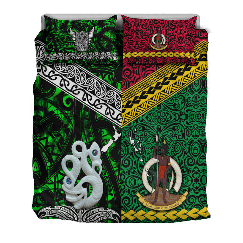 New Zealand and Vanuatu Bedding Set Together Green LT8 - Wonder Print Shop