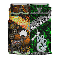New Zealand Maori Aotearoa and Australia Aboriginal Bedding Set Together Green LT8 - Wonder Print Shop