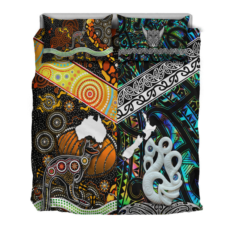 New Zealand Maori Aotearoa and Australia Aboriginal Bedding Set Together Paua Shell LT8 - Wonder Print Shop
