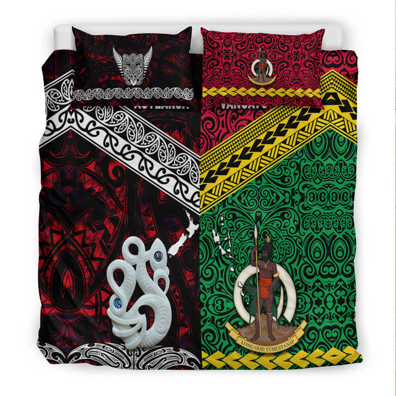 New Zealand and Vanuatu Bedding Set Together Red LT8 - Wonder Print Shop