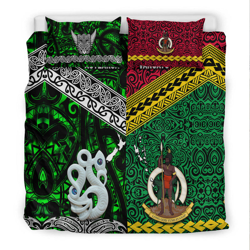 New Zealand and Vanuatu Bedding Set Together Green LT8 - Wonder Print Shop