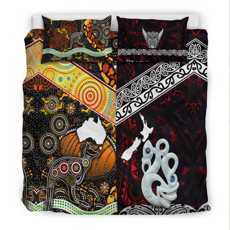 New Zealand Maori Aotearoa and Australia Aboriginal Bedding Set Together Red LT8 - Wonder Print Shop