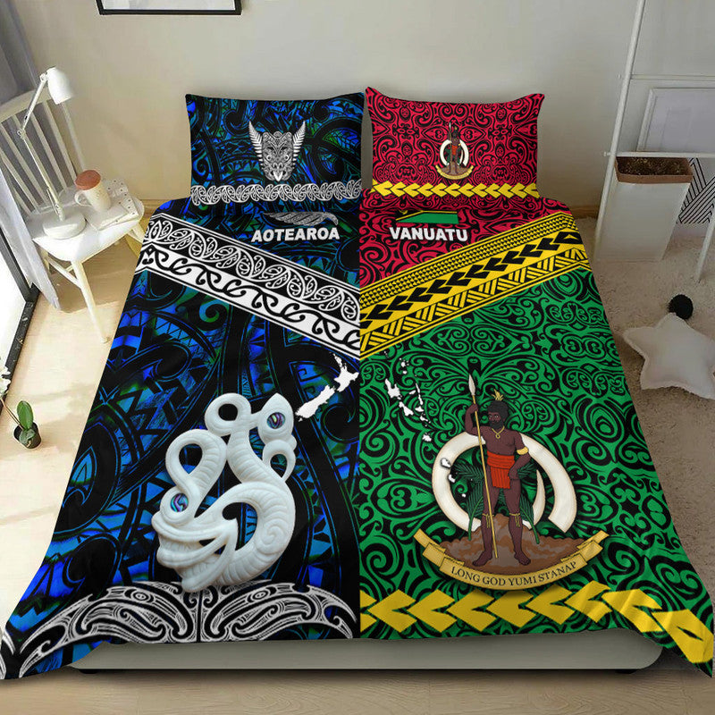 New Zealand and Vanuatu Bedding Set Together Blue LT8 - Wonder Print Shop