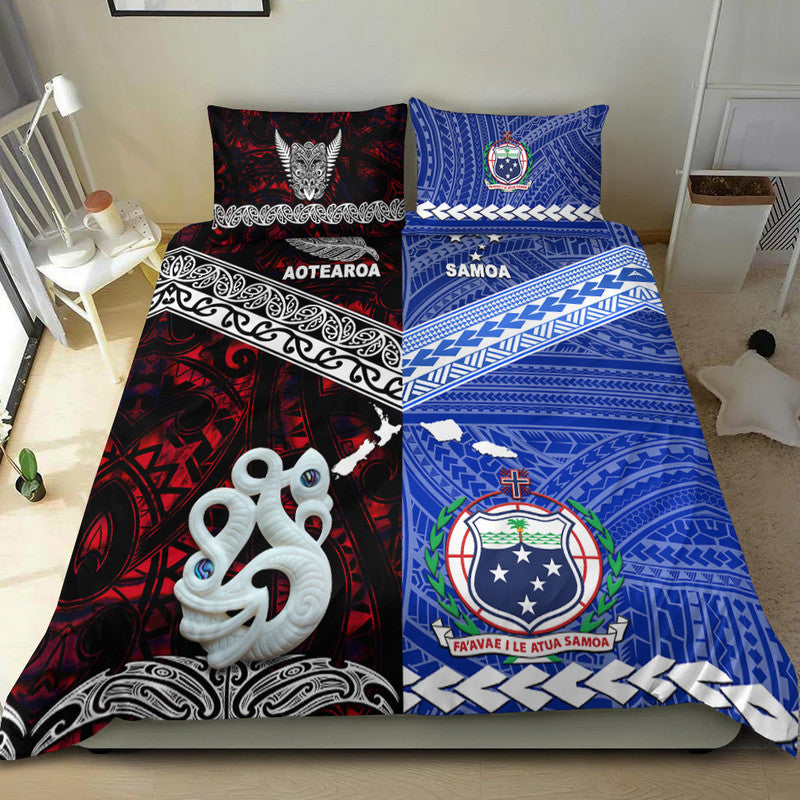 New Zealand and Samoa Bedding Set Together Red LT8 - Wonder Print Shop