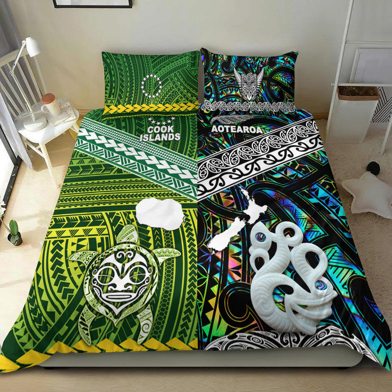 New Zealand and Cook Islands Bedding Set Together Paua Shell LT8 - Wonder Print Shop