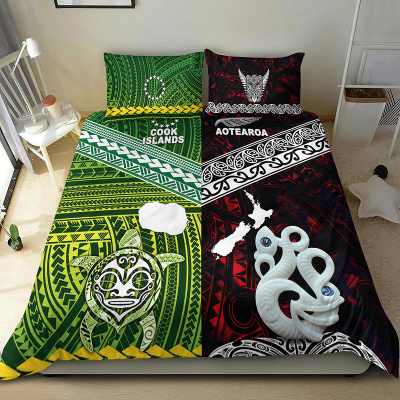 New Zealand and Cook Islands Bedding Set Together Red LT8 - Wonder Print Shop