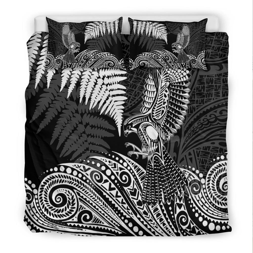 New Zealand Aotearoa Silver Fern Bedding Set Flying Krearea LT7 - Wonder Print Shop