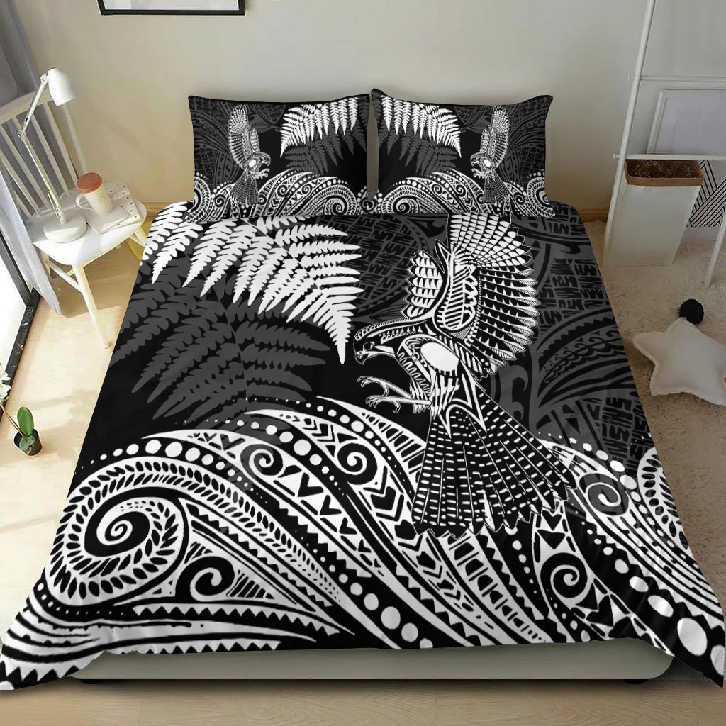 New Zealand Aotearoa Silver Fern Bedding Set Flying Krearea LT7 - Wonder Print Shop