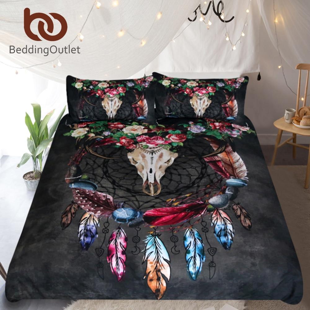 Tribal Horns Flowers Dreamcatcher Native American Bedding Set LT10 - Wonder Print Shop