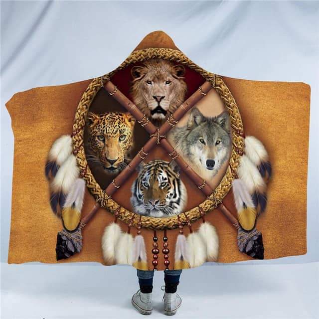 dreamcatcher-bear-tiger-wolf-native-american-design-hooded-blanket