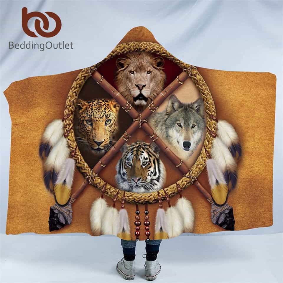 dreamcatcher-bear-tiger-wolf-native-american-design-hooded-blanket