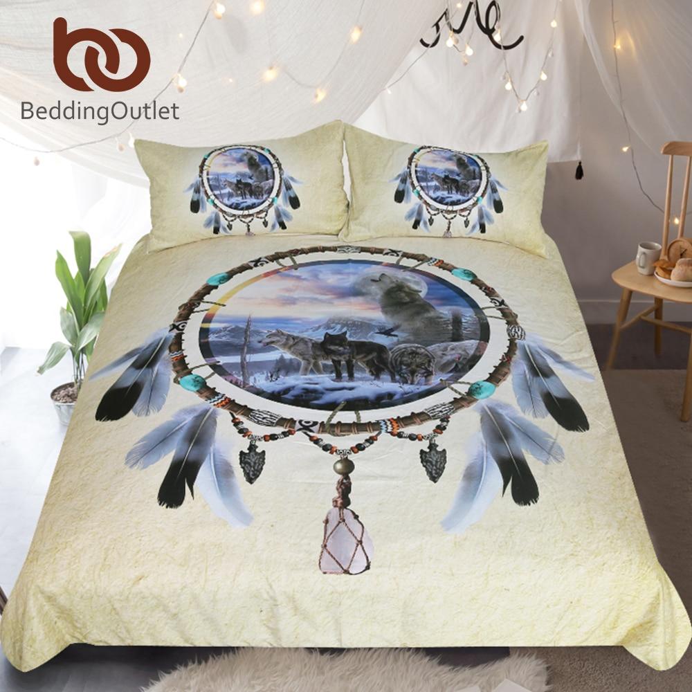 Wolves Tribal Dreamcatcher Native American Bedding Set LT10 - Wonder Print Shop