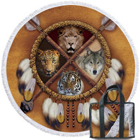 Native American Wolf Tassel Animal Dreamcatcher Beach Towel LT10 - Wonder Print Shop