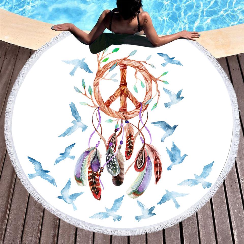Dreamcatcher Round Colorful Native American Beach Towel LT10 - Wonder Print Shop