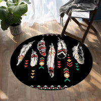native-american-tribal-black-feather-round-carpet