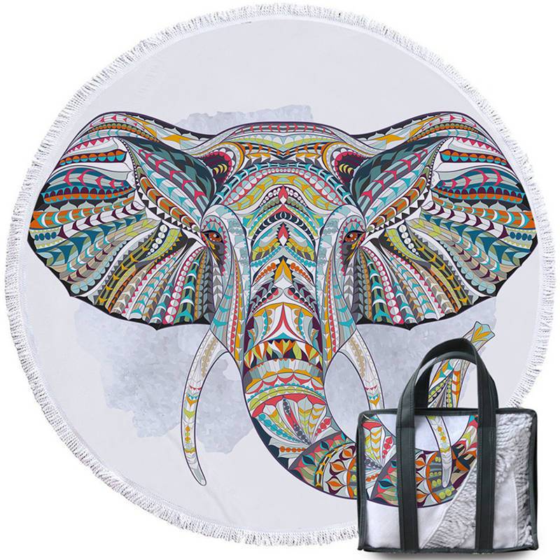 Elephant Tassel Floral Native American Indian Beach Towel LT10 - Wonder Print Shop