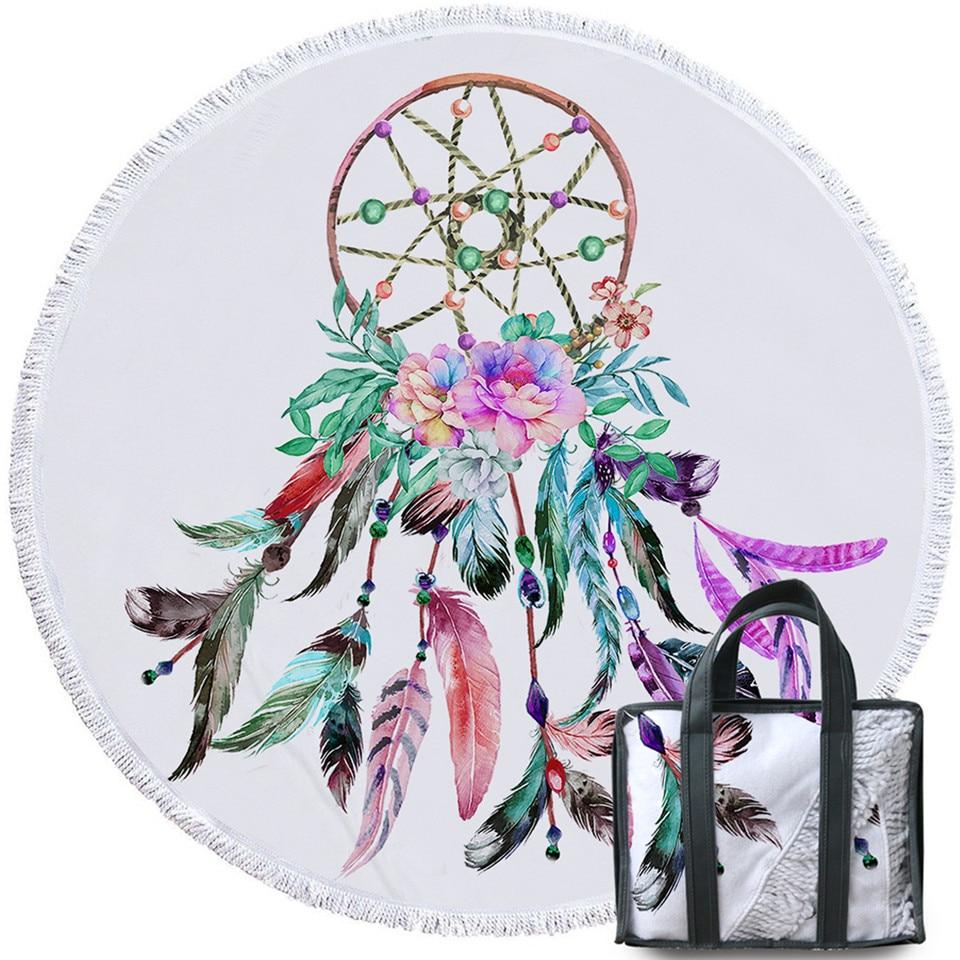 Hipster Watercolor Tassel Native American Beach Towel LT10 - Wonder Print Shop