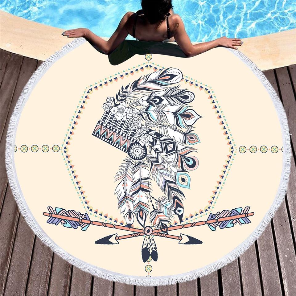 Round Beach Towel Tribal Arrow Vintage Native American LT10 - Wonder Print Shop