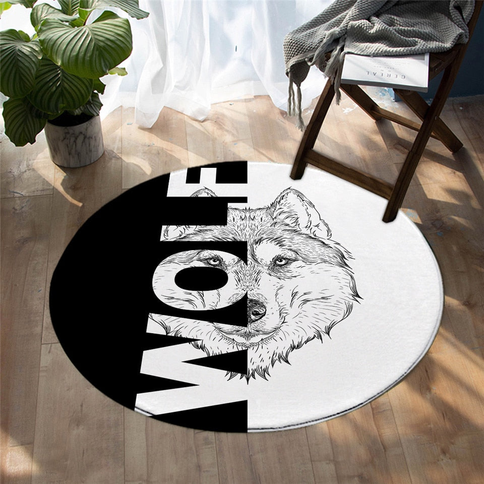 native-american-black-white-wolf-round-carpet