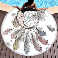 Moon and Dreamcatcher Tassel Mandala Native American Beach Towel LT10 - Wonder Print Shop