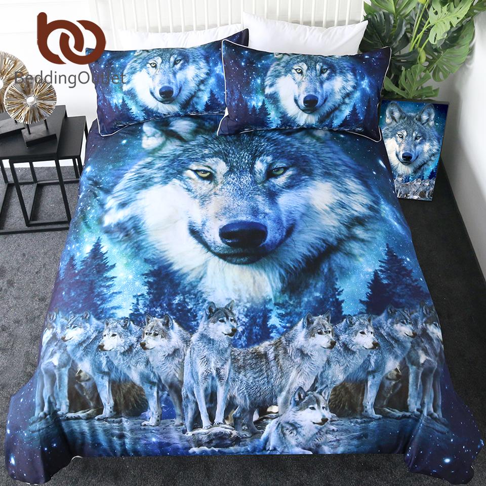 Wolves and Night Forest Native American Bedding Set LT10 - Wonder Print Shop