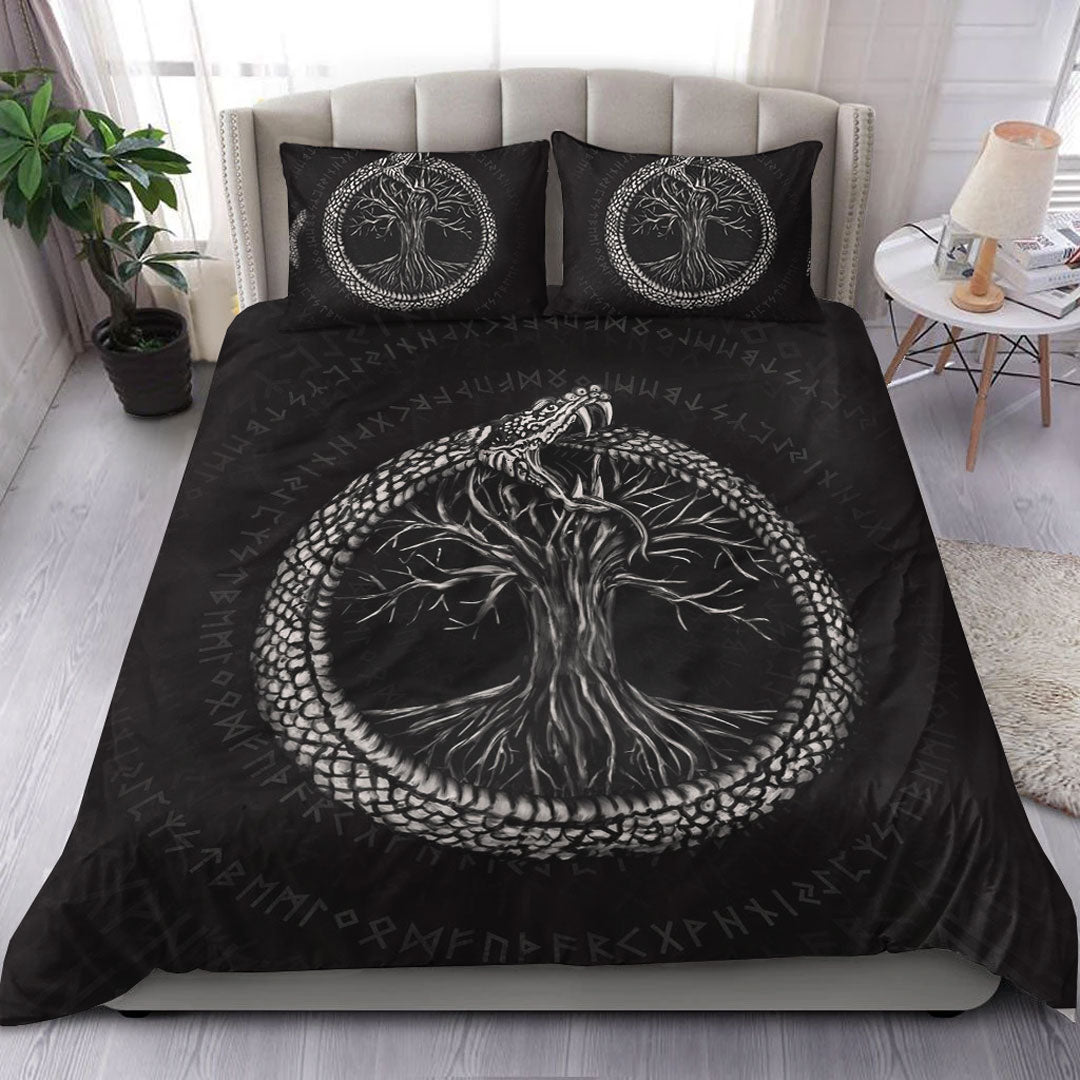 Viking Bedding Set Ouroboros with Tree Of Life Bedding Set RLT12 - Wonder Print Shop