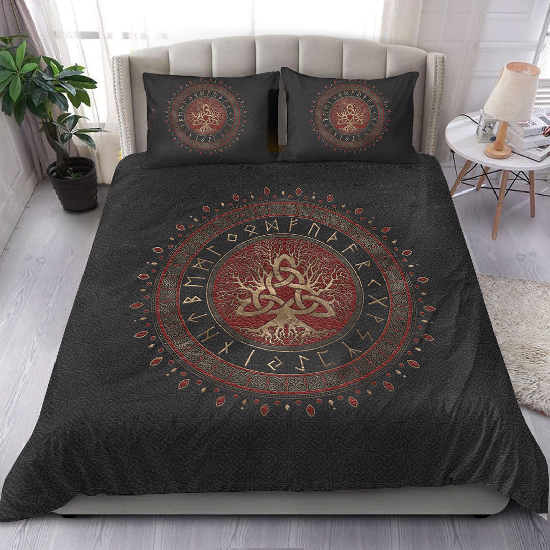 Viking Bedding Set Tree Of Life with Triquetra Bedding Set RLT12 - Wonder Print Shop