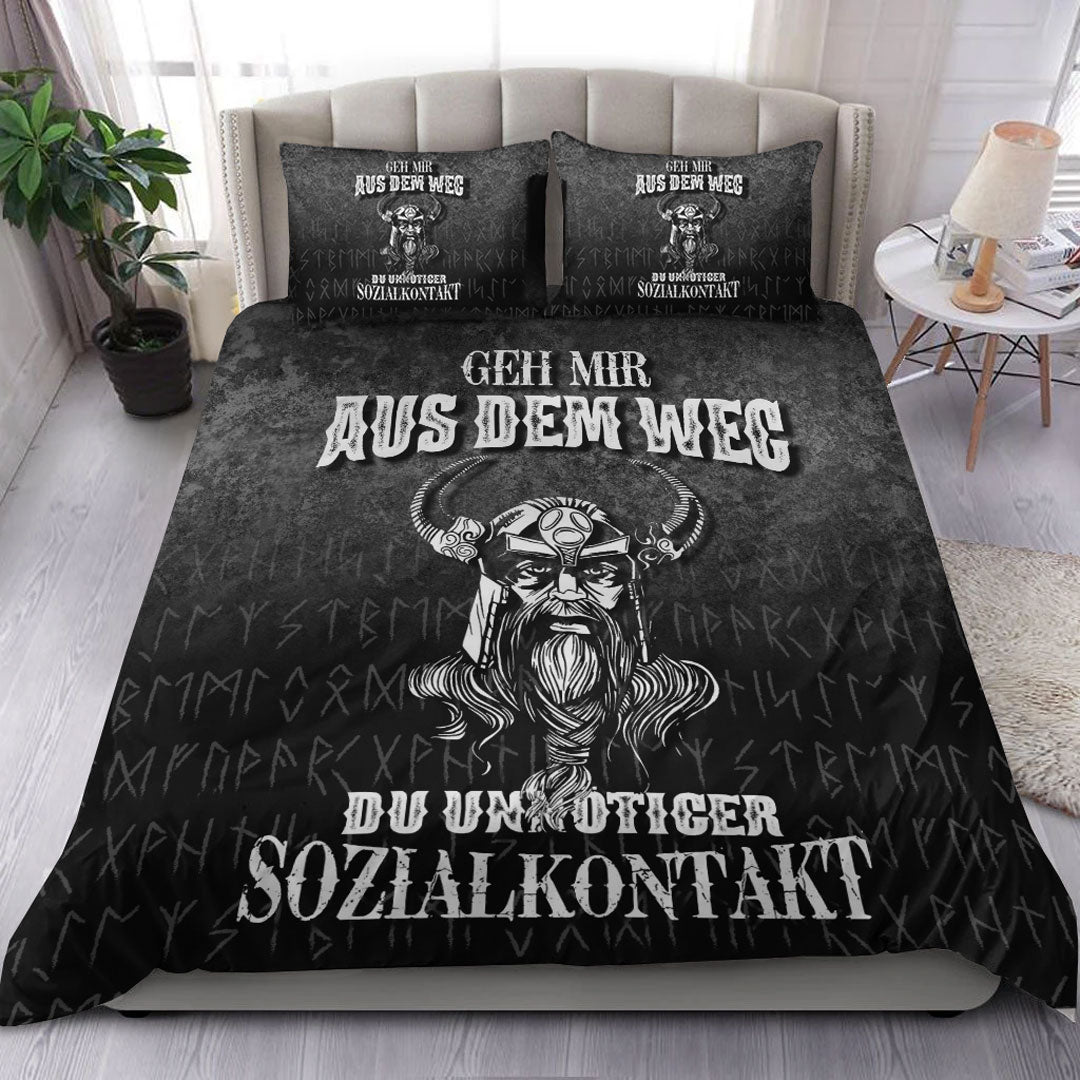 Viking Bedding Set Geh mir aus dem Weg du unnotiger Sozialkontakt Bedding Set RLT12 - Wonder Print Shop