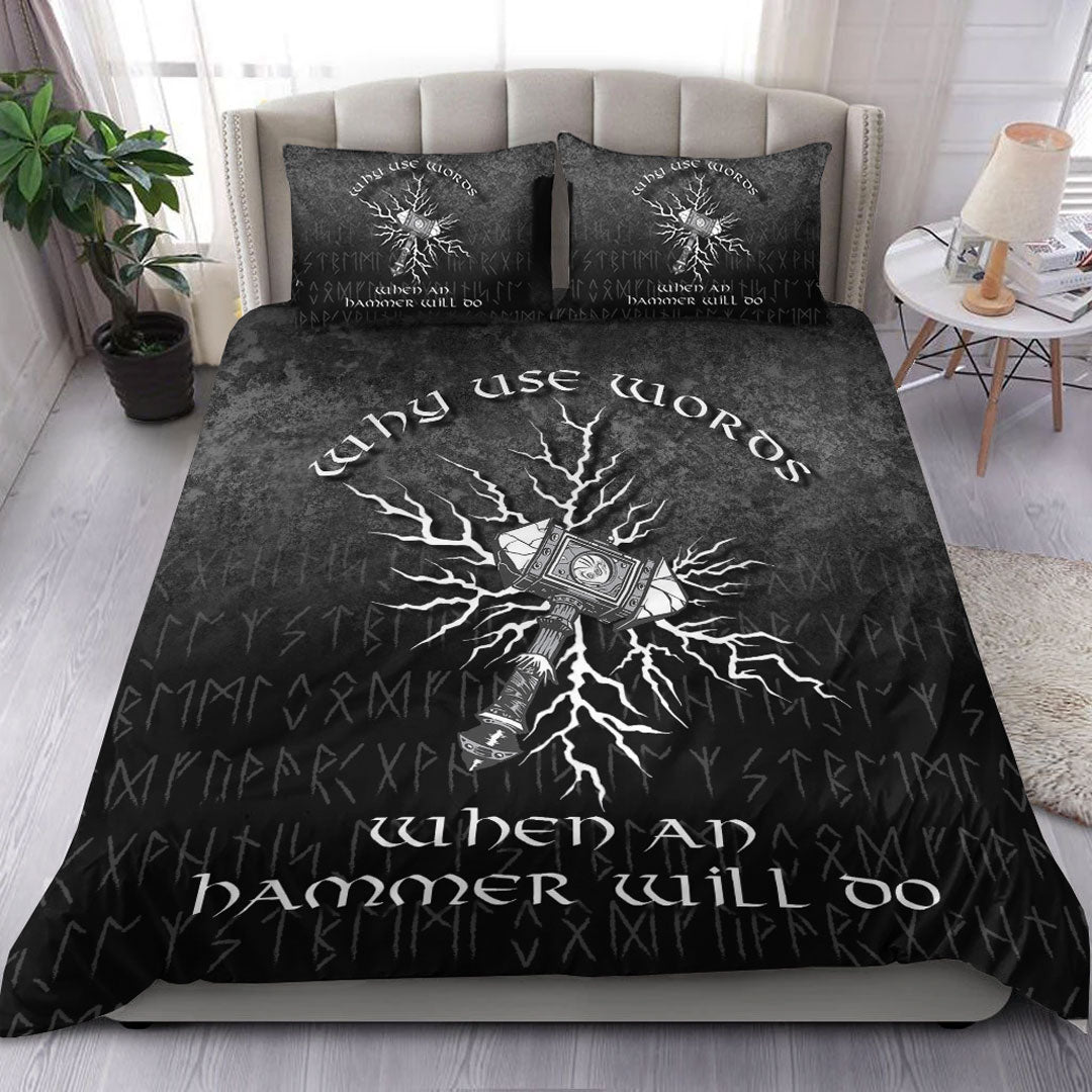 Viking Bedding Set Why Use Words When An Hammer Will Do Bedding Set RLT12 - Wonder Print Shop