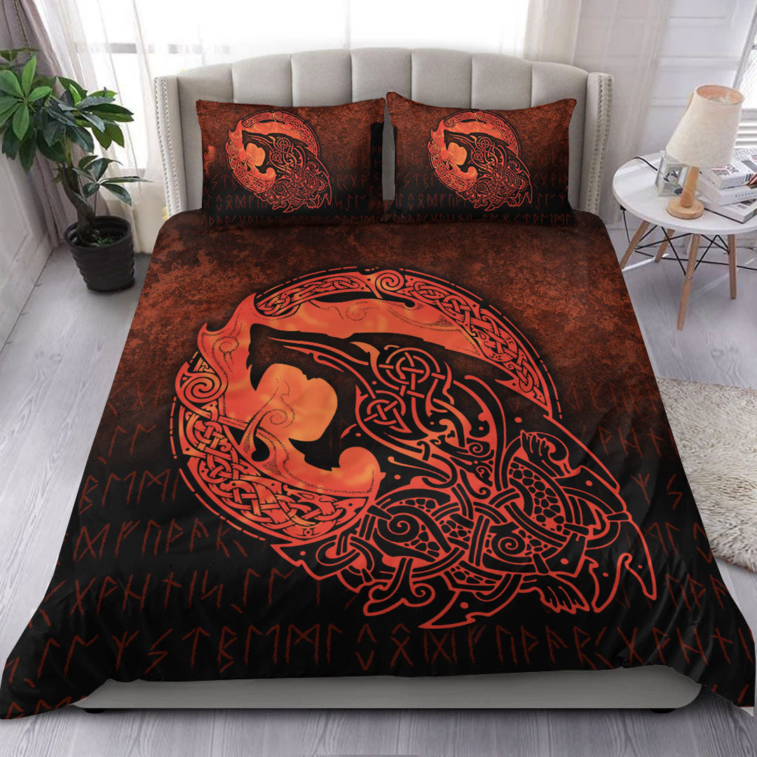 Viking Bedding Set Fenrir Viking 3D Tattoo Orange Version Bedding Set RLT12 - Wonder Print Shop
