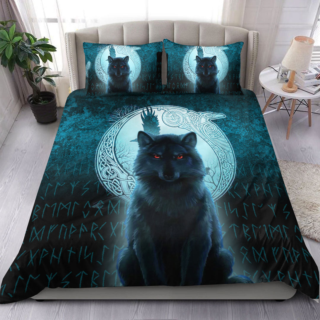 Viking Bedding Set Fenrir Viking Wolf Cyan Version Bedding Set RLT12 - Wonder Print Shop