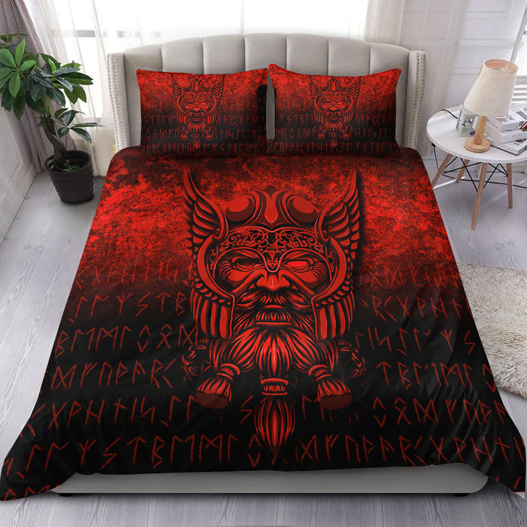 Viking Bedding Set Viking Odin Allfather In Asgard Red Version Bedding Set RLT12 - Wonder Print Shop