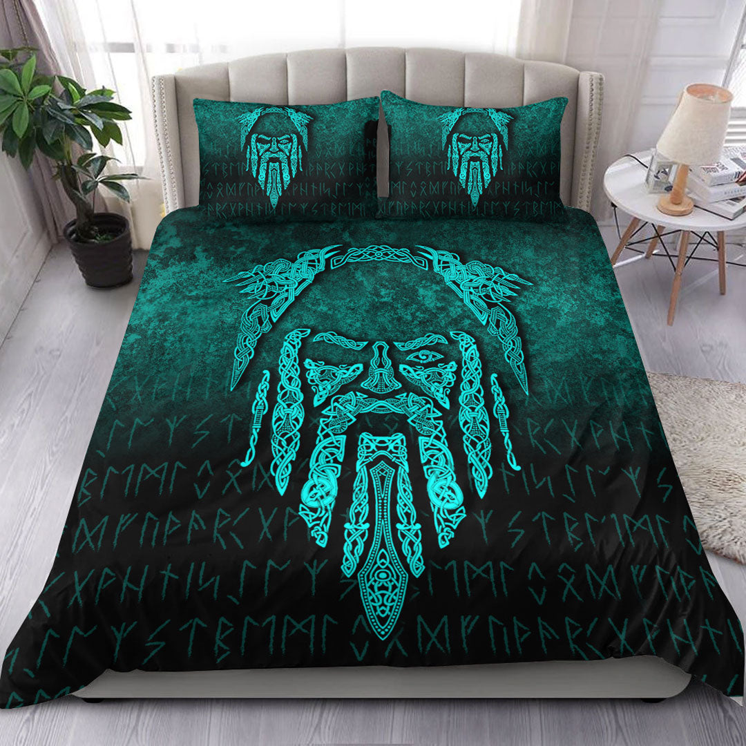 Viking Bedding Set Eye of Odin Cyan Version Bedding Set RLT12 - Wonder Print Shop