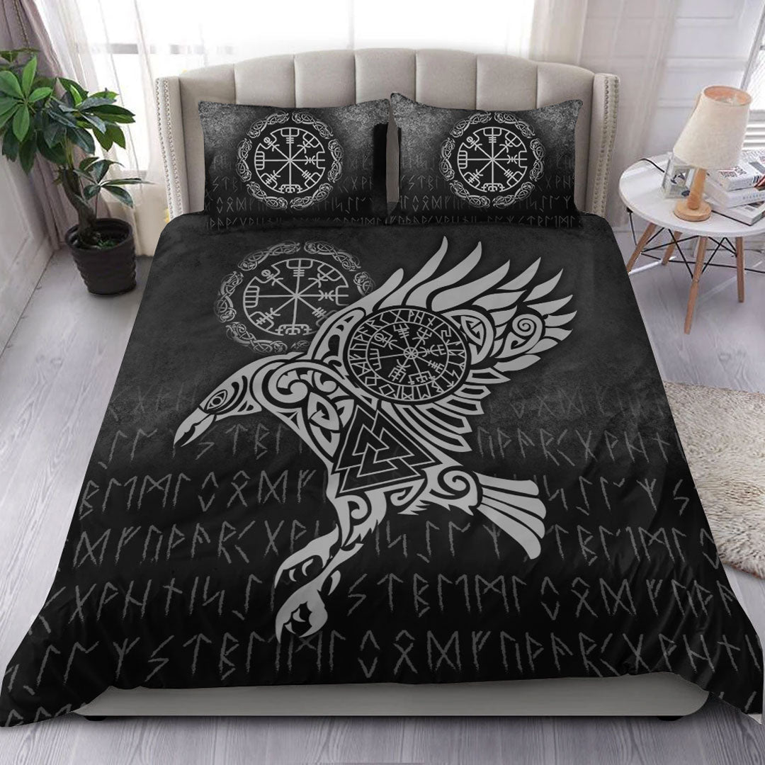 Viking Bedding Set Raven Vegvisir Tattoo Special Version Bedding Set RLT12 - Wonder Print Shop