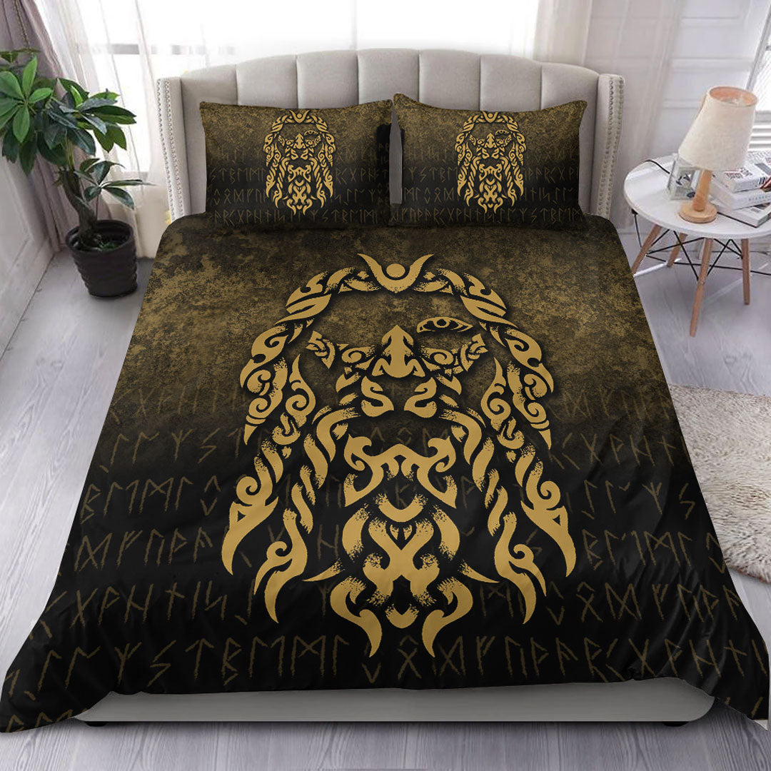 Viking Bedding Set Viking God Odin Allfather In Asgard Raven God Gold Version Bedding Set RLT12 - Wonder Print Shop