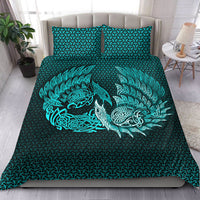 Viking Bedding Set Ragnarok Huginn Muninn Cyan Version Bedding Set RLT12 - Wonder Print Shop