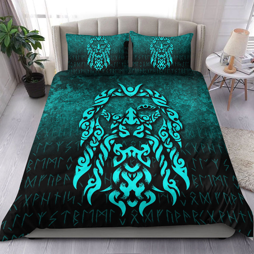 Viking Bedding Set Viking God Odin Allfather In Asgard Raven God Cyan Version Bedding Set RLT12 - Wonder Print Shop