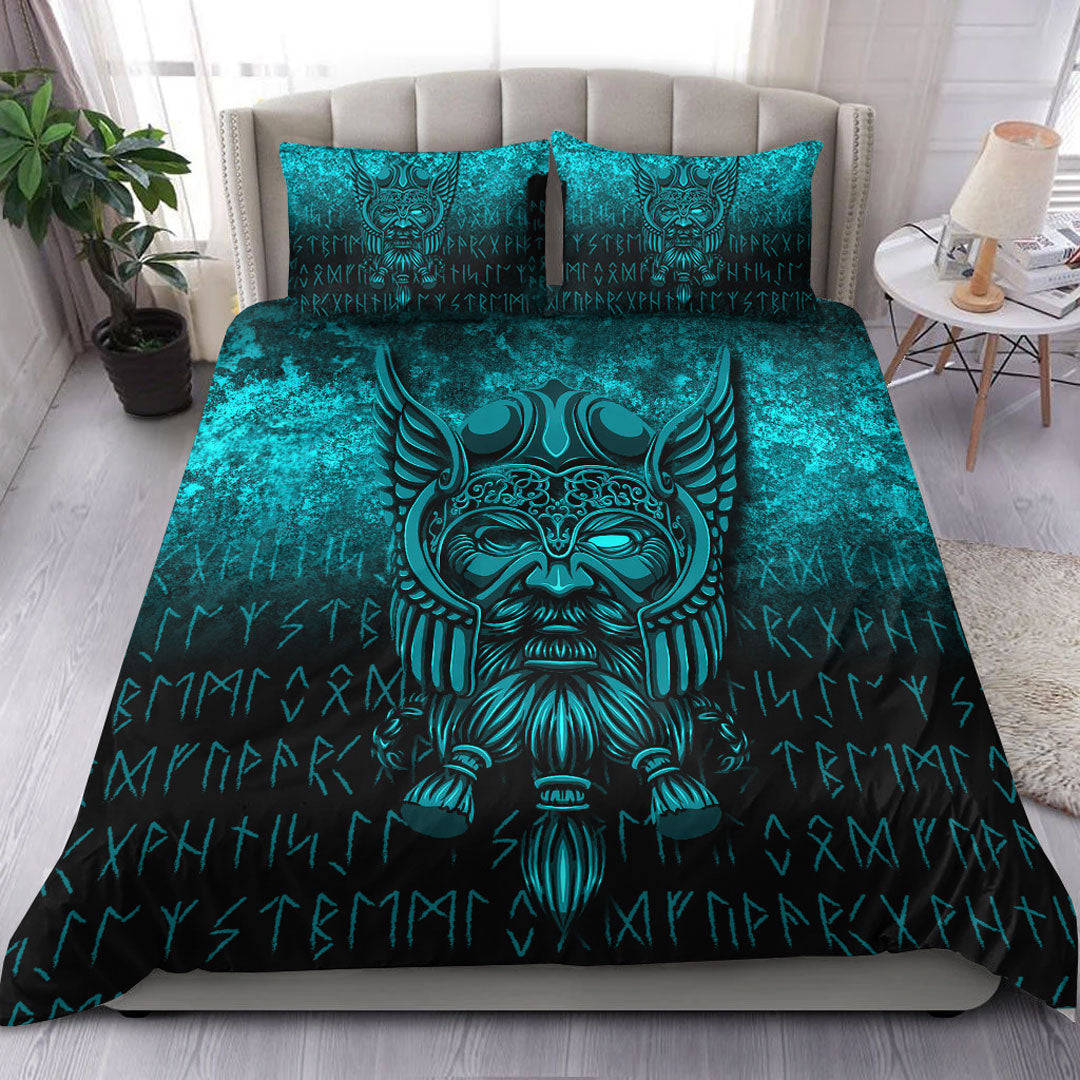 Viking Bedding Set Viking Odin Allfather In Asgard Cyan Version Bedding Set RLT12 - Wonder Print Shop
