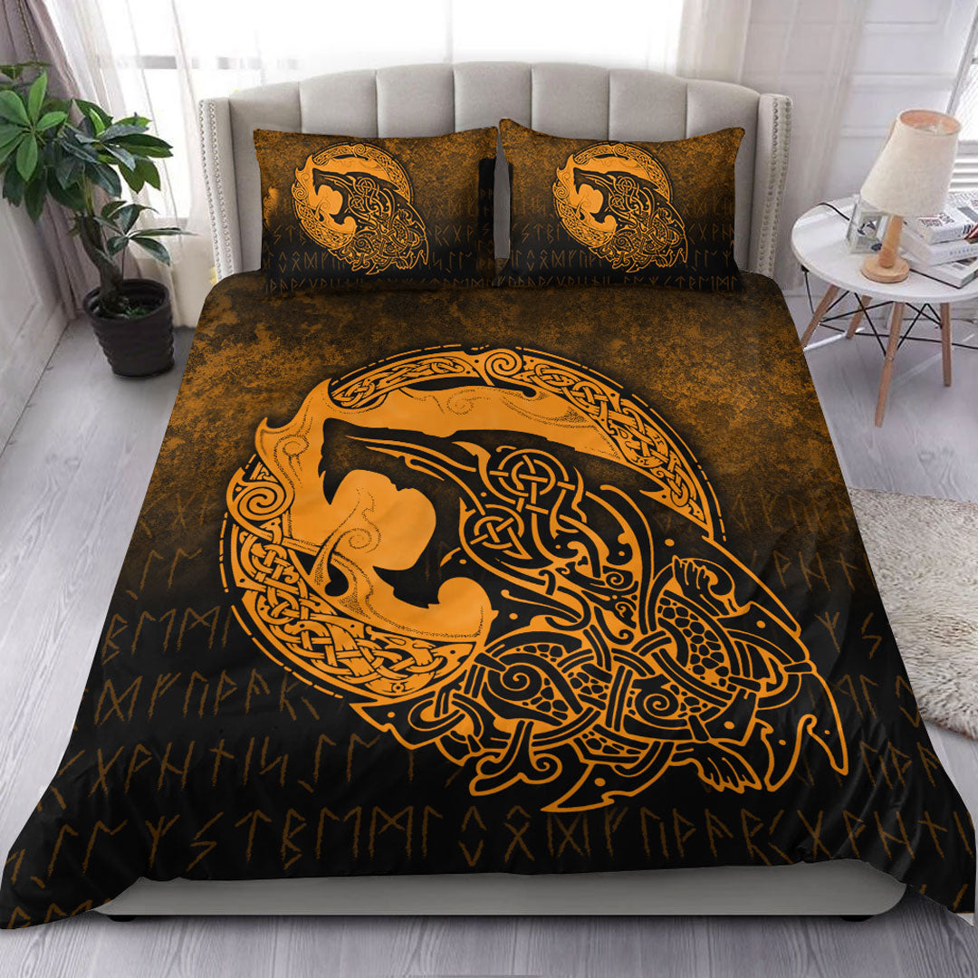 Viking Bedding Set Fenrir Viking 3D Tattoo Gold Version Bedding Set RLT12 - Wonder Print Shop
