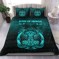 Viking Bedding Set Vikings Ravens Mjolnir Cyan Version Bedding Set RLT12 - Wonder Print Shop