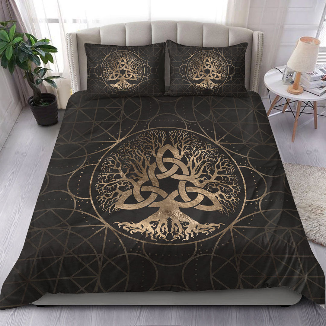Viking Bedding Set Tree Of Life Yggdrasil with Triquetra Bedding Set RLT12 - Wonder Print Shop