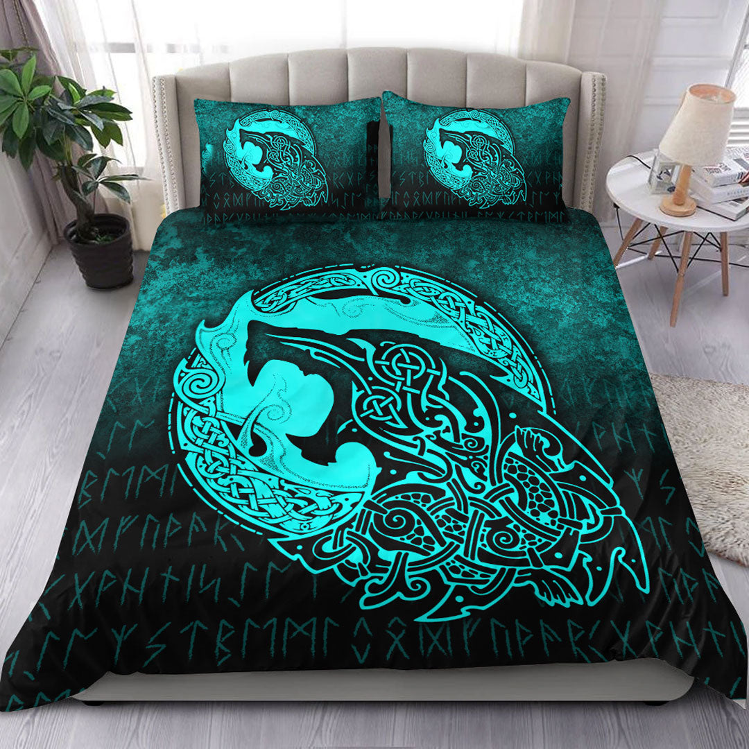 Viking Bedding Set Fenrir Viking 3D Tattoo Cyan Version Bedding Set RLT12 - Wonder Print Shop