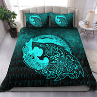 Viking Bedding Set Fenrir Viking 3D Tattoo Cyan Version Bedding Set RLT12 - Wonder Print Shop