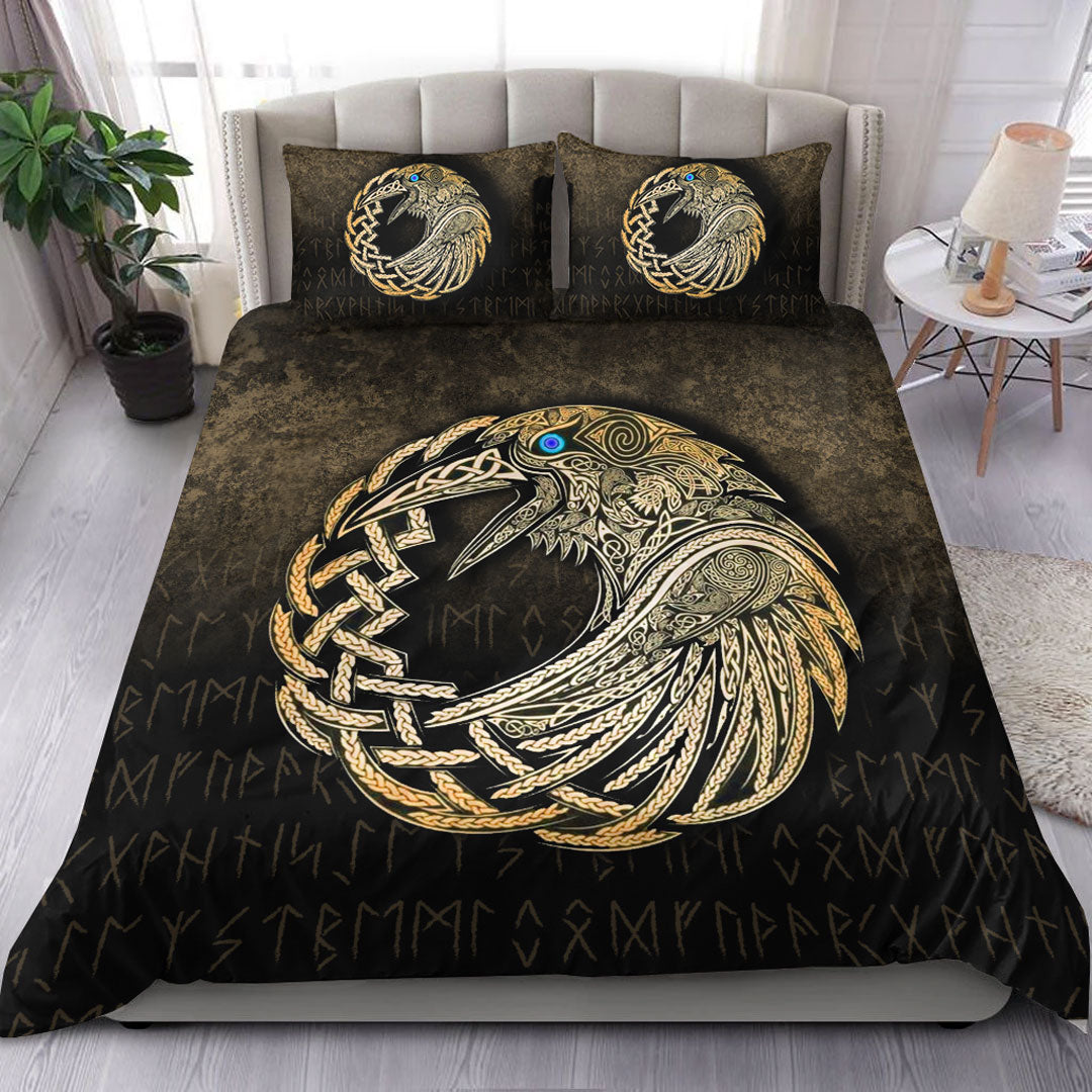 Viking Bedding Set Vikings Raven Gold Version Bedding Set RLT12 - Wonder Print Shop
